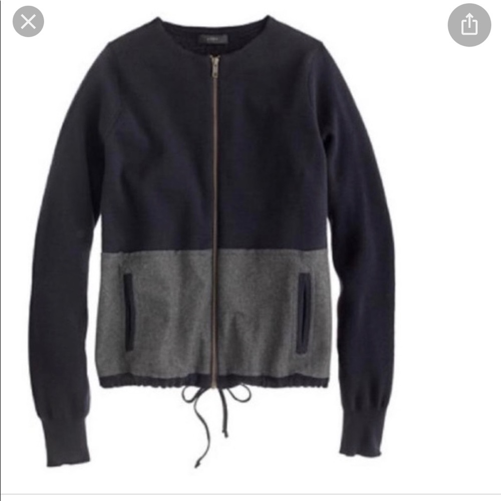 NWOT M J Crew Two Toned Zipped Cardigan